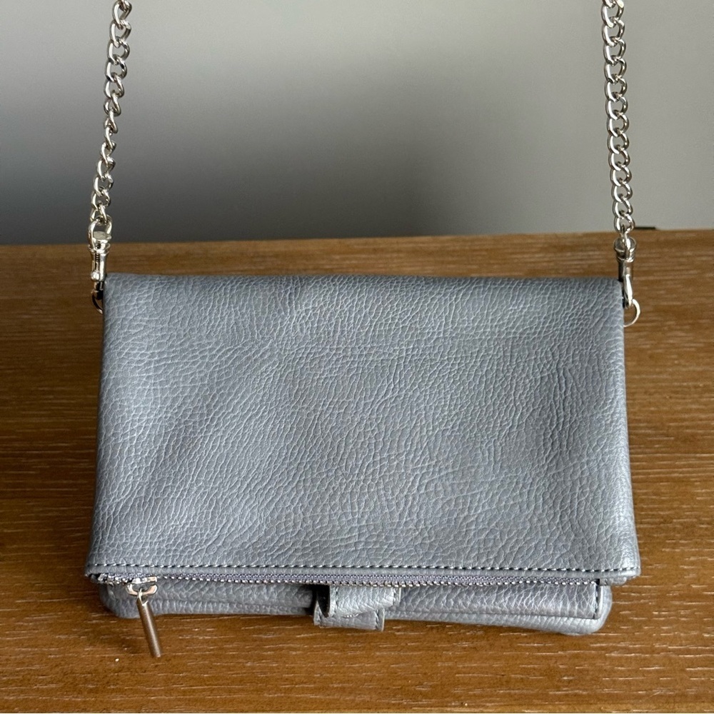 Merona Elegant Gray Faux Leather Crossbody Bag